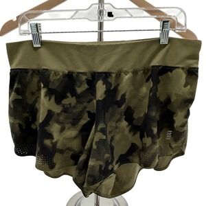 Second Skin Camo Running Shorts Women's Large Green/Black Camo